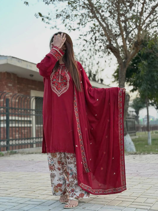 Aneelas Winter Collection 2026/27 – 3-Piece Embroidered Unstitched Suit