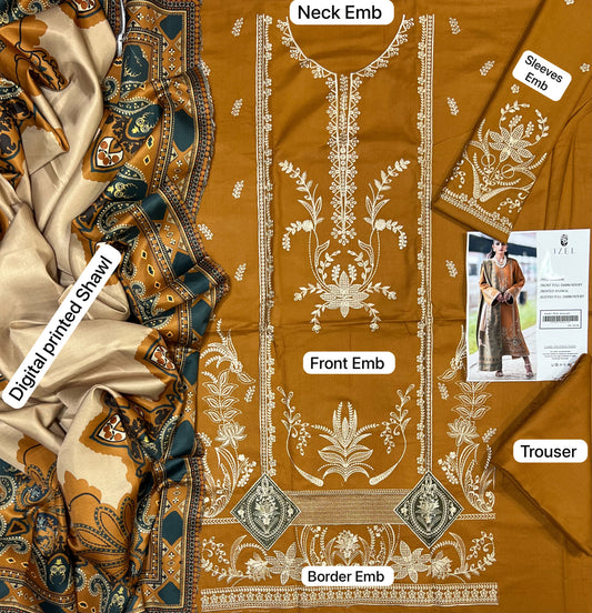 IZEL Winter Collection 2026 – 3-Piece Unstitched Suit